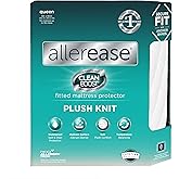 AllerEase CleanBoost Plush Knit Mattress Protector Waterproof Particle Barrier Temperature Balancing Soft Plush Comfort Machine Washable Fitted Cover with Elastic Anchor Bands Mattress Cover, Queen
