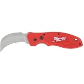 Milwaukee 48-22-1985 Fastback Hawk Bill Folding Knife w/Belt Clip and Lanyard Hole, Metal