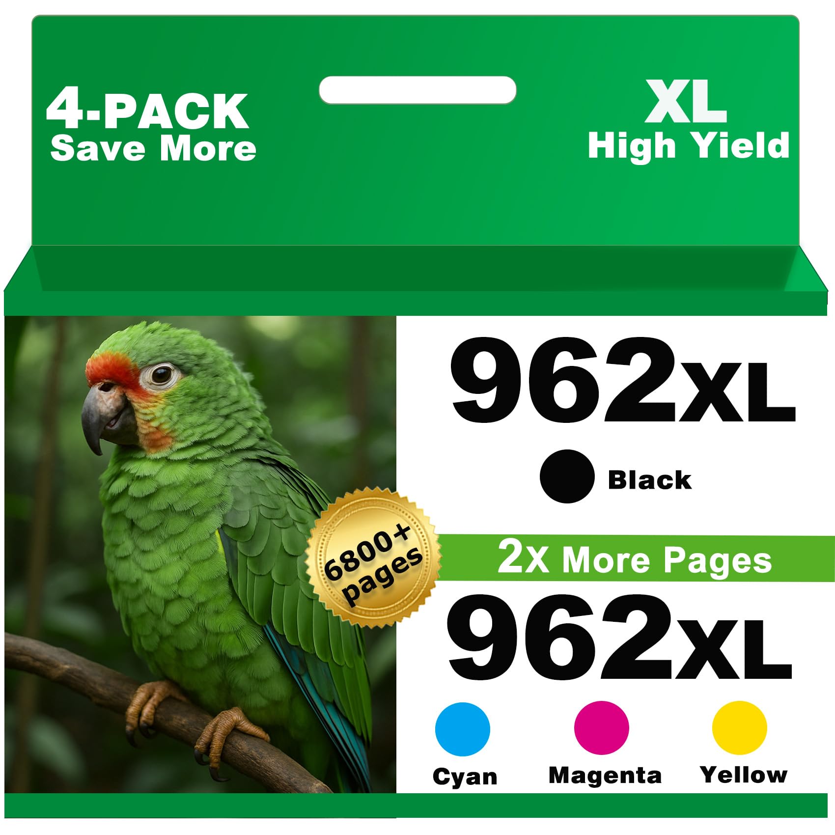 Photo 1 of 962XL Ink Cartridges Combo Pack Replacement for HP 962 XL 4 Pack (HP962XL HP962) to use with 9015e 9010 9015 9025e 9020 9018e 9018 9025 9012e 9010e 9012 9020e 9019 Printers (Cyan Magenta Yellow Black)