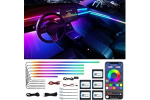 MAODANER Acrylic Interior Car LED Strip Light with Wireless APP, Dreamcolor RGB 10 in 1 with 175 inches 600 LEDs Fiber Optic Car Ambient Lighting Kits, Dual Zone Sound Active Function LED Strip for Car