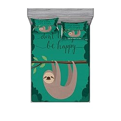 Ambesonne Cartoon Fitted Sheet & Pillow Sham