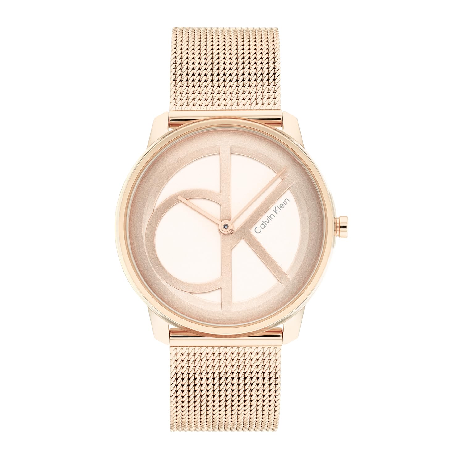 Calvin Klein Analogue Quartz Watch for Men and Women Iconic MESH - 35MM Collection with Carnation Gold Colored Stainless Steel Mesh Bracelet - 25200035