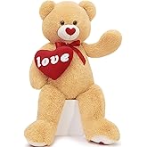 MorisMos Love Heart Red Giant Teddy Bear, I Love You Bear Plush Stuffed Animal Valentines Gift Girlfriend Boyfriend, Birthday, 35.5 Inch