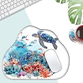 Bxgolkgd Mouse Pad,11.8x9.4 Inch Irregular Mouse Pad with Stitched Edges and Non-Slip Rubber Base,Durable and Comfortable Mouse Mat for Laptop,Office,Home,and Gaming,Cute Watercolor Turtle