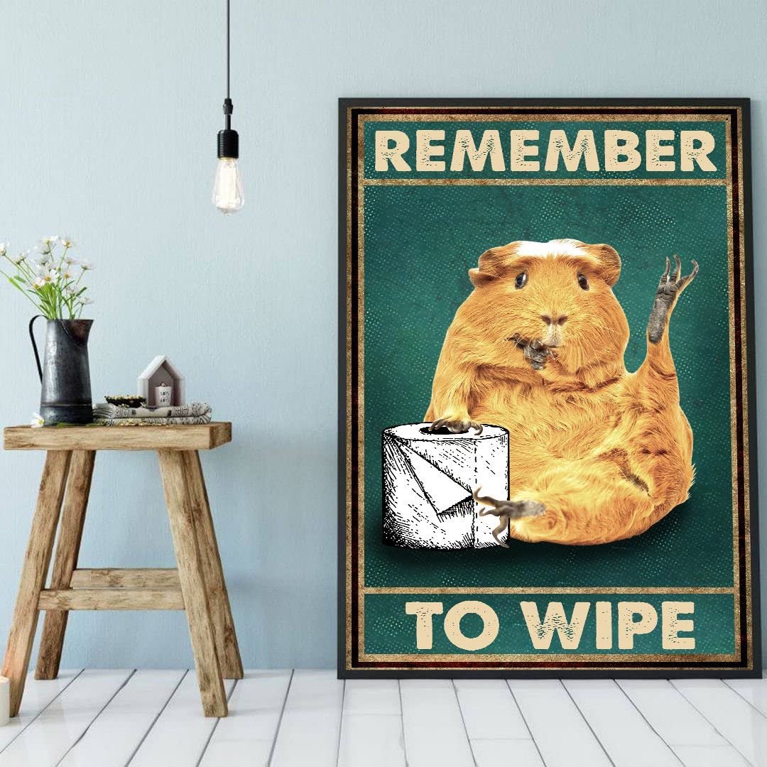 Eeypy Animal Lovers Remember To Wipe Guinea Pig Art Hamster Lovers Funny Hamster Wall Art Bathroom Decor Toilet Paper Metal Tin Sign For Home Restaurant Bathroom 8x12 Inch