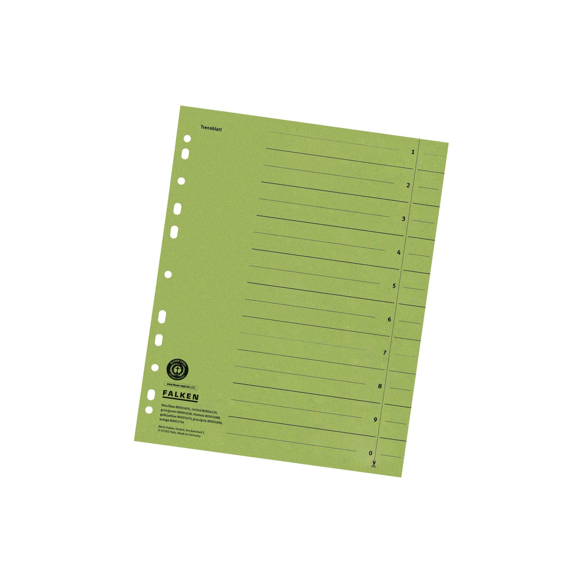 Original Falken 100 pack of dividers. Made in Germany. Made of recycled cardboard for DIN A4 green dividers dividers folders register calendars Blue Angel