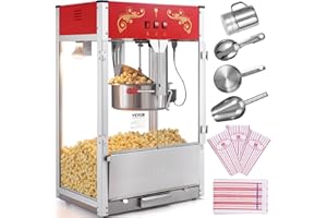 VEVOR Popcorn Maker, 1615W Popcorn Popper Machine, 16 Oz Kettle Large Capacity Countertop Popcorn Maker with Tempered Glass, 