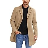 COOFANDY Mens Wool Blend Coat Winter Trench Coats Notched Lapel Collar Single Breasted Overcoat Classic Peacoat With Pockets
