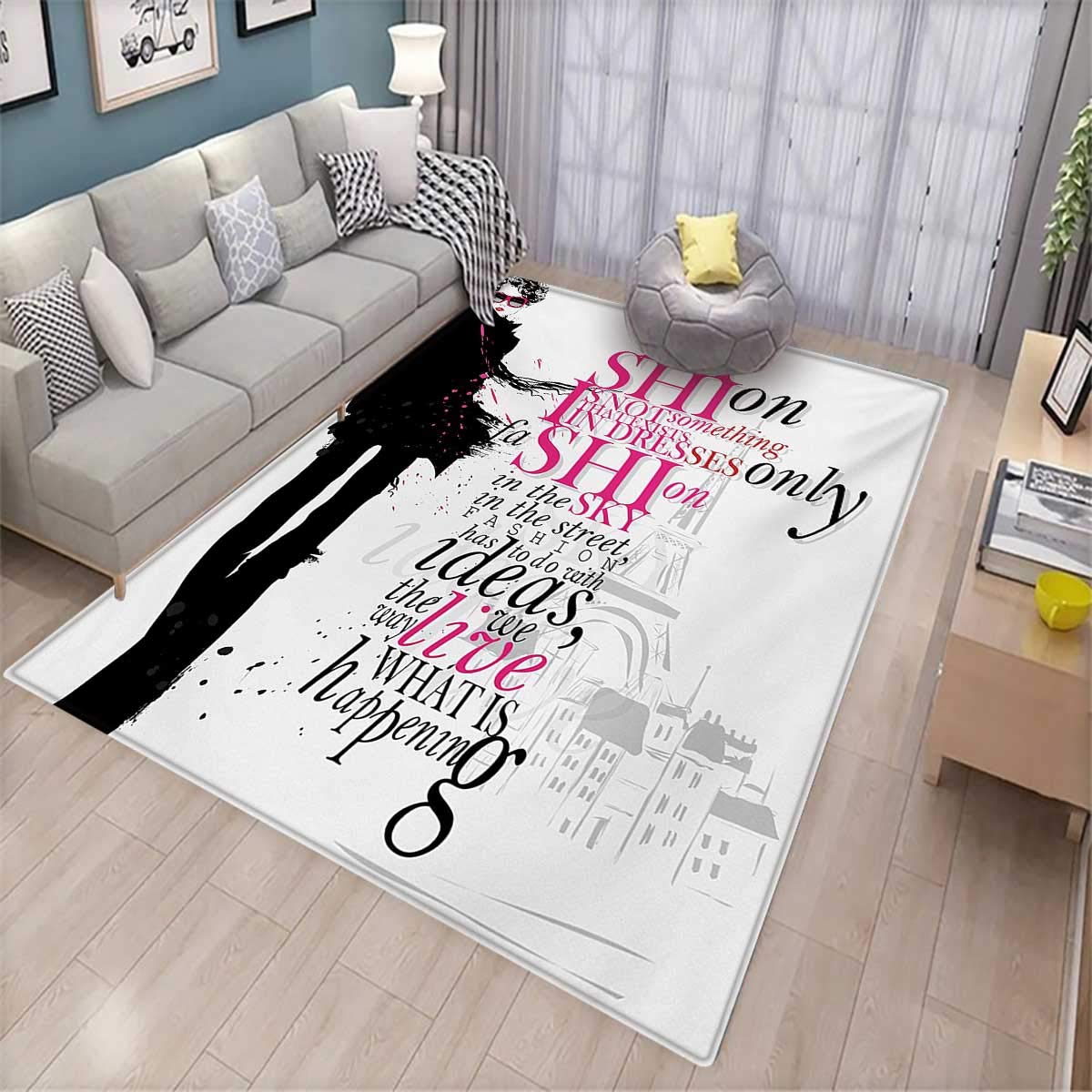 Amazon Com Eiffel Tower Girls Bedroom Rug Woman Figure In