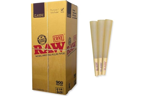RAW Natural Cones Pre-Rolled 1 1/4 Size Box 900