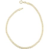 Kooljewelry Womens Mariner Link Bracelet - 10k Yellow Gold Chain, 7.5 In, Spring Ring Clasp