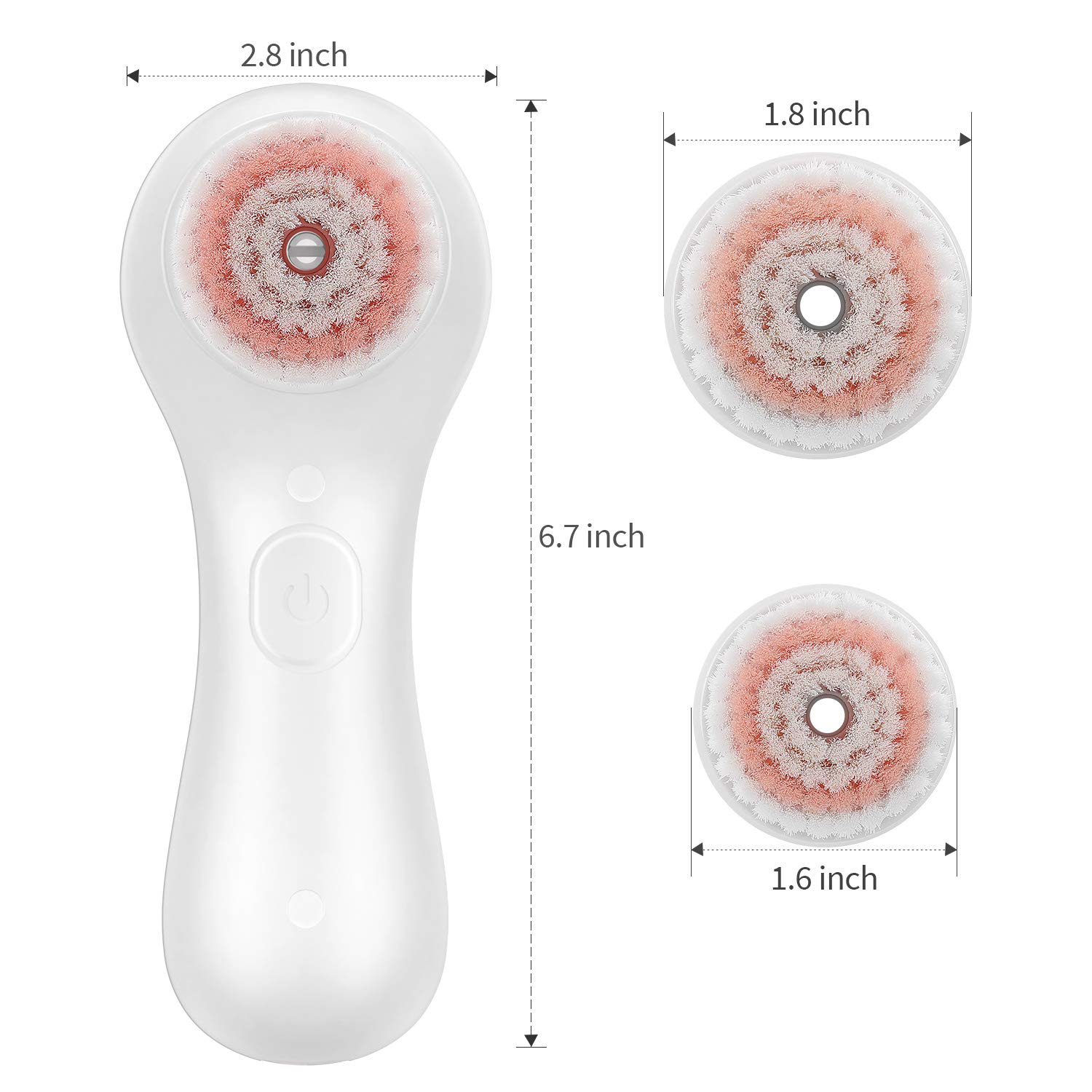 Liberex RF100 Facial Cleansing Brush - IPX7 Waterproof with 2 Brush Heads, USB Charging, Spin Face Brush for Deep Cleansing, Gentle Exfoliating and Massaging, White: Beauty
