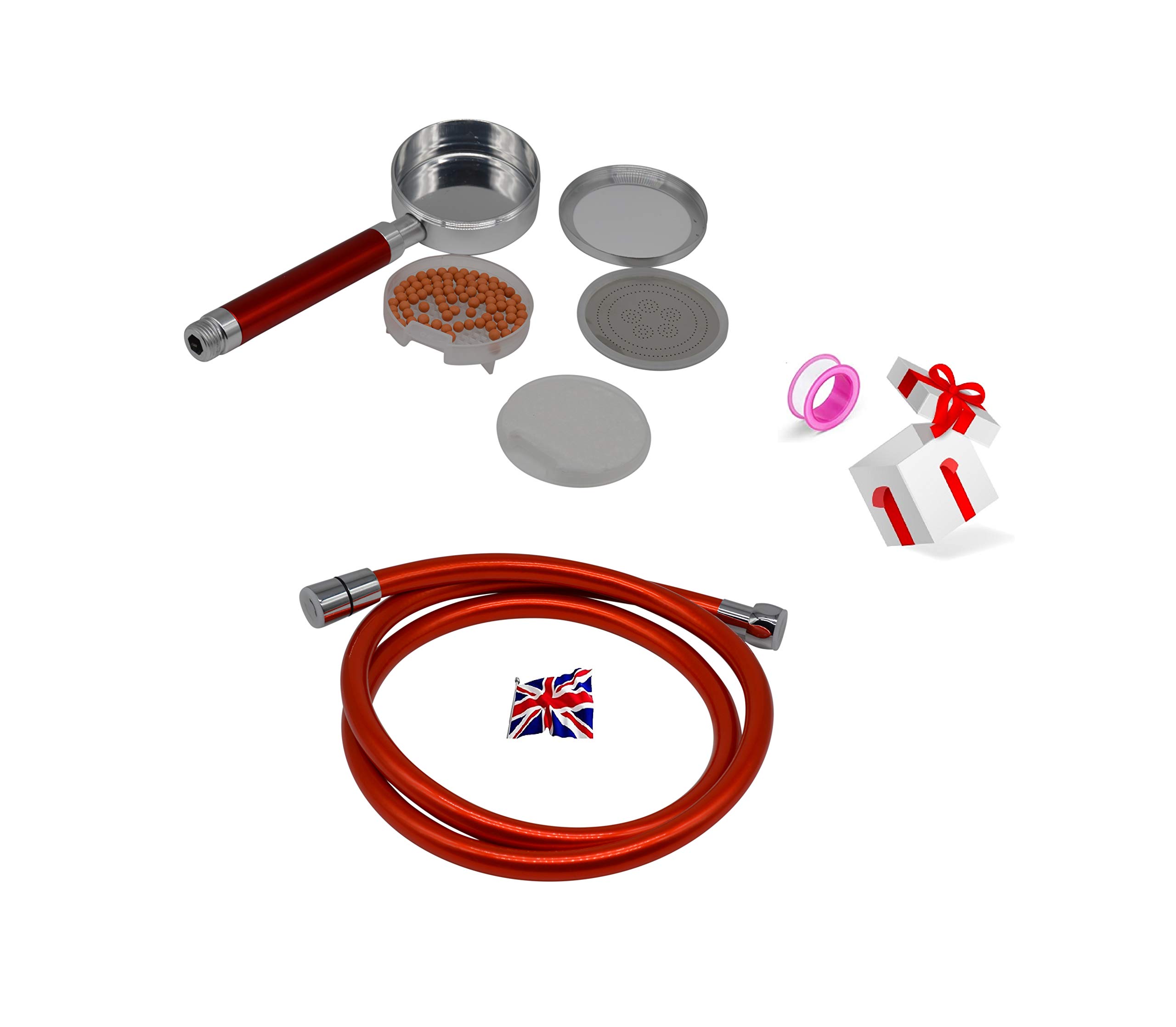 High Pressure Handheld Shower Head with Powerful Shower Spray Against Low Pressure Water Supply Pipeline, High Pressure Water Saving Shower Head with Filter Ionic Stones Chrome Finished