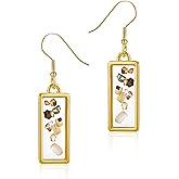 Aliyoham 14K Gold Plated Dangle Earrings with Unique Geometric Inlay, Hypoallergenic Statement Earrings, Trendy Fashion Jewelry Gifts for Her