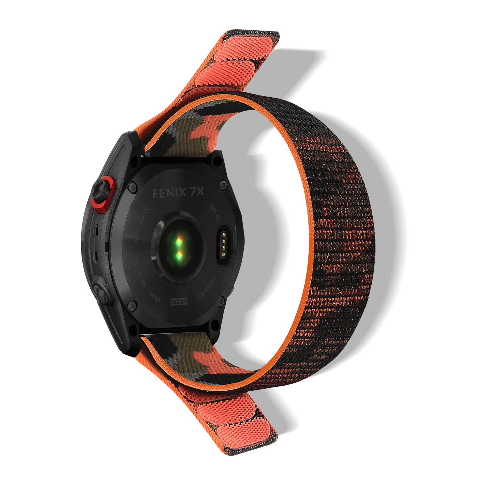 RoYiio Nylon Strap for Garmin Quatix8 51mm/Quatix 7X/6X/Tactix 8 51 mm/Tactix 7Pro Strap Comfortable Breathable Band for Fenix 8 Pro 51mm/7X Pro/6X Pro/Enduro 3/2 (QuickFit 26mm, Orange Camouflage)