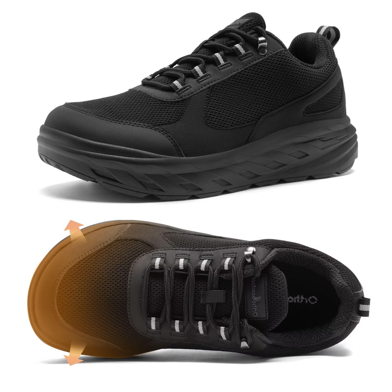 Photo 1 of Men's Orthopedic Diabetic Extra Wide Walking Shoes: Cushioned Fashion Sneakers for Foot Swollen, Plantar Fasciitis Driving Shoes with High Arch Support Black Size 13