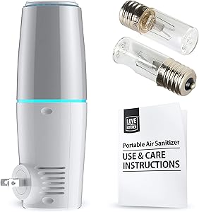 New! Wall Plug In Air Sanitizer For Home with 2 UVC Bulbs - Portable Air Purifier with UV-C Light - Germicidal UV-C Air Purifier for Small Rooms and Office - Air Sanitizer and Odor Deodorizer