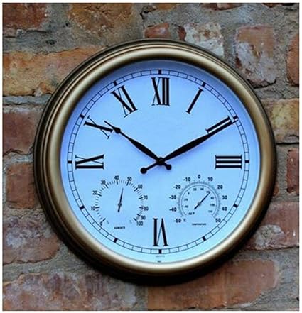 BLKJ Gartenuhr Wetterfest Outdoor, 15 Zoll Vintage Römische Ziffern