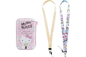 G-AHORA 2pcs Kawaii Kitty Lanyard With Phone Bag Holder Earphone Case Box Holder Coin Purse Wallet with Zipper Keychain Holder For Kids