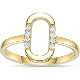 Lavari Jewelers 1/10 Carat Lab Grown Diamond Oval Ring for Women I 925 Sterling Silver with 18k Yellow Gold Plating Ring for Her I Statement Promise Anniversary Wedding Band Size 5 to 9