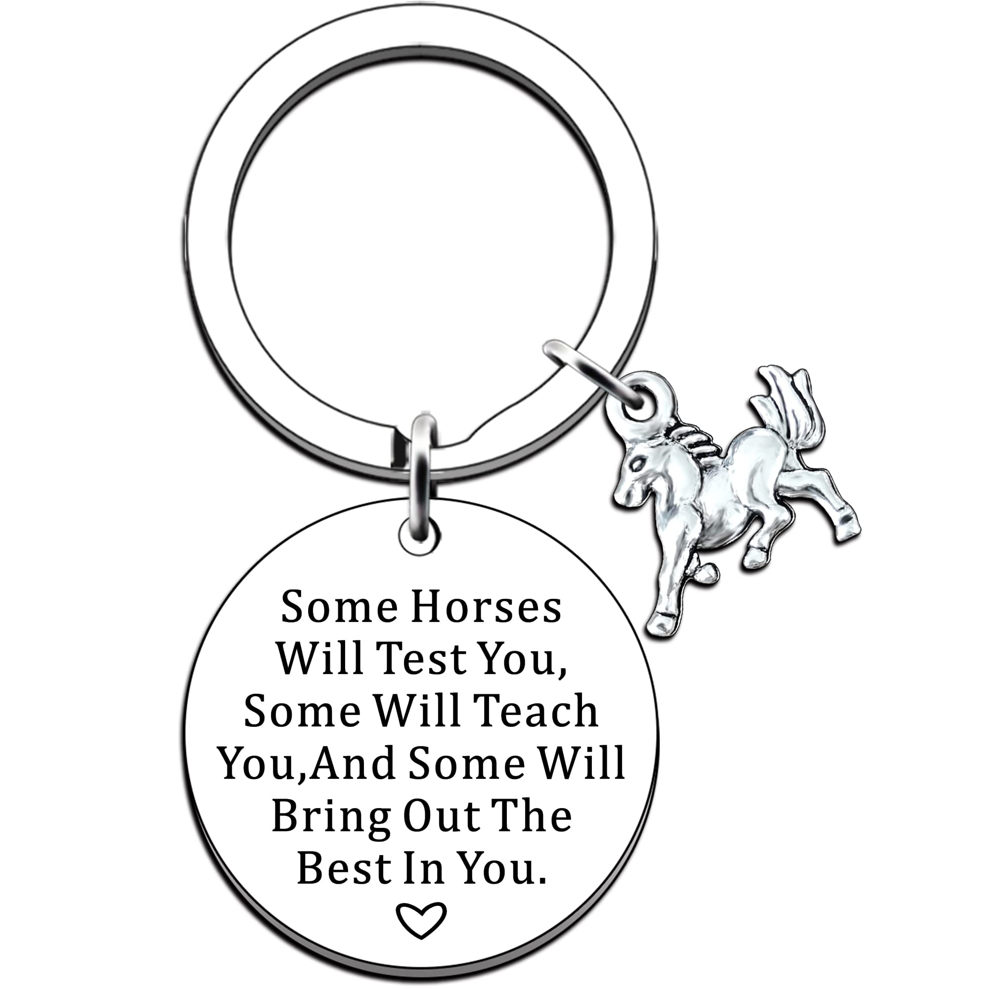 JMIMO Horse Gifts Horse Keyring for Women Girls Men Boy Inspirational Gifts Equestrian Gifts for Horse Lover Some Horses Will Bring Out The Best in You Keyring, Silver, One Size