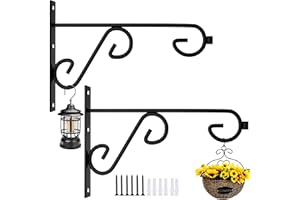 KEHOUXRE Plant Hangers Outdoor 2 Pack Hanging Basket Hooks,12in Metal Plant Bracket Wall Hooks for Hanging Flower Basket,Hanging Plant Holder