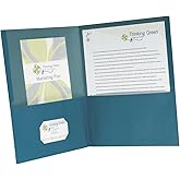Oxford Folders Earthwise, 100% Recycled Twin Pocket, Letter Size, Blue, 100-Sheet Capacity, Die-Cut Business Card Holder, Eco