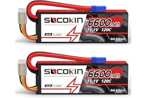 SOCOKIN 3S Lipo Battery EC5 Connector 6600mAh 11.1V 120C Hard Case for RC Car Truck Boat Helicopter Airplane RC Model (2 Pack)