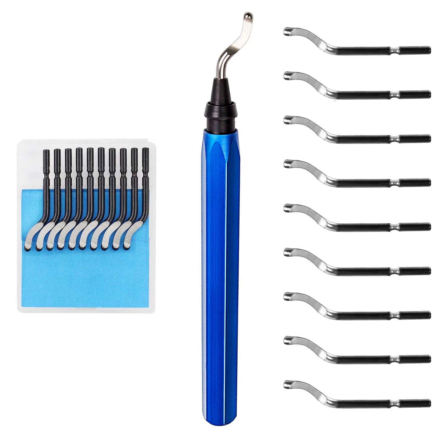 Deburring Tool 360 Degree Rotated Design Burr Remover Set for Steel Metal Aluminum Copper or Plastic with 10 Blades