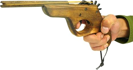 Amazon 木kara 12連発ゴム鉄砲 輪ゴム 連射 ハンドメイド ピストル 紐付き ジョーク どっきり おもちゃ