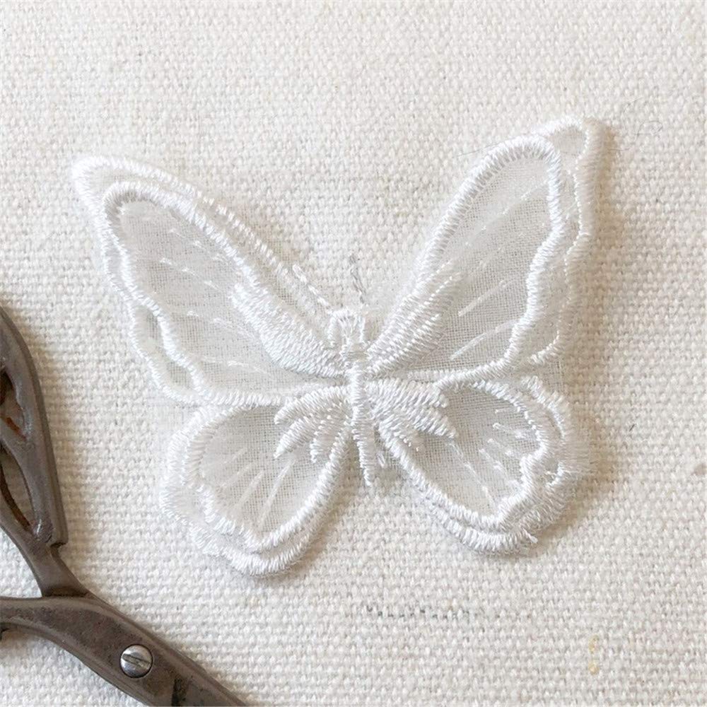 Selene 10PCS Butterfly Style Lace Applique, Organza Butterfly Patch, Bridal sewing lace Appliques for gown, garter, sash, headpieces, veil (Ivory,1.77"x2.16"(4.5cmx5.5cm))