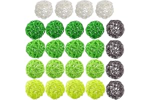 DomeStar Green Decorative Balls Centerpiece Bowls, 24PCS Wicker Balls for Spring St. Patrick's Day Home Decor Rrattan Balls Bowl Fillers Vase Fillers