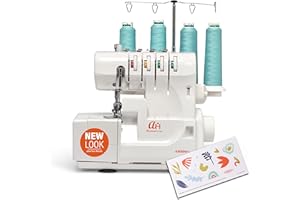 Serger Sewing Machine by American Home, Portable Stitching Machine Easy to Follow 4/3/2 Serger Thread with Differential Feed for Hemming and Sewing, Includes Sewing Accessory Kit, AH100