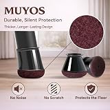 MUYOS 32 Pcs Small Chair Leg Floor Protectors Silicone with Felt Pads Black view 3