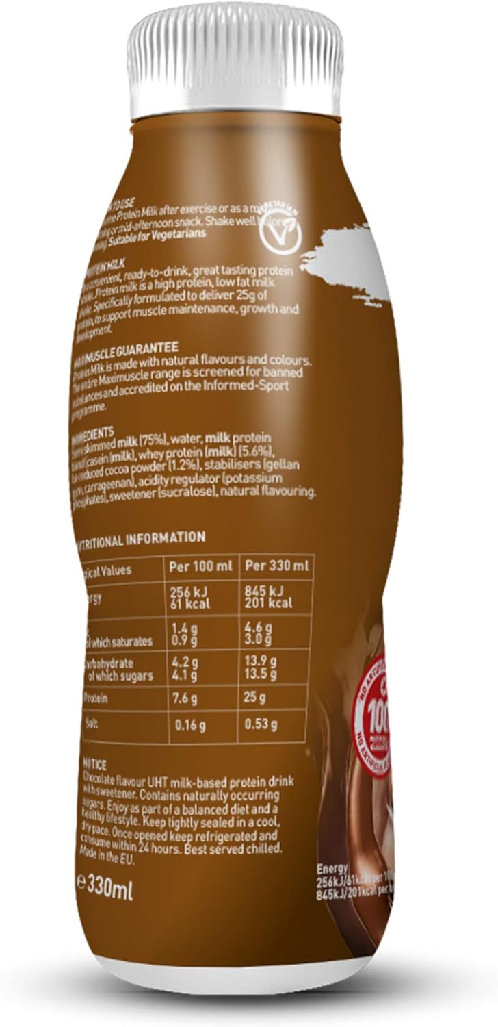 Maximuscle Protein Milk Ready To Drink High Protein Low in Fat Sugar