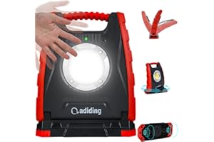 Adiding 4400mAh Rechargeable LED Work Light, Portable Flood Light Underhood Work Light with Sensor & 360° Rotation Magnetic Base, Battery Powered Mechanic Light for Repairing/Inspection/Garage/Camping