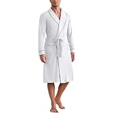 Ekouaer Mens Robes Lightweight Waffle Knit Kimono Bathrobe Long Sleeve Sleepwear Soft Knee Length Robe with Pockets