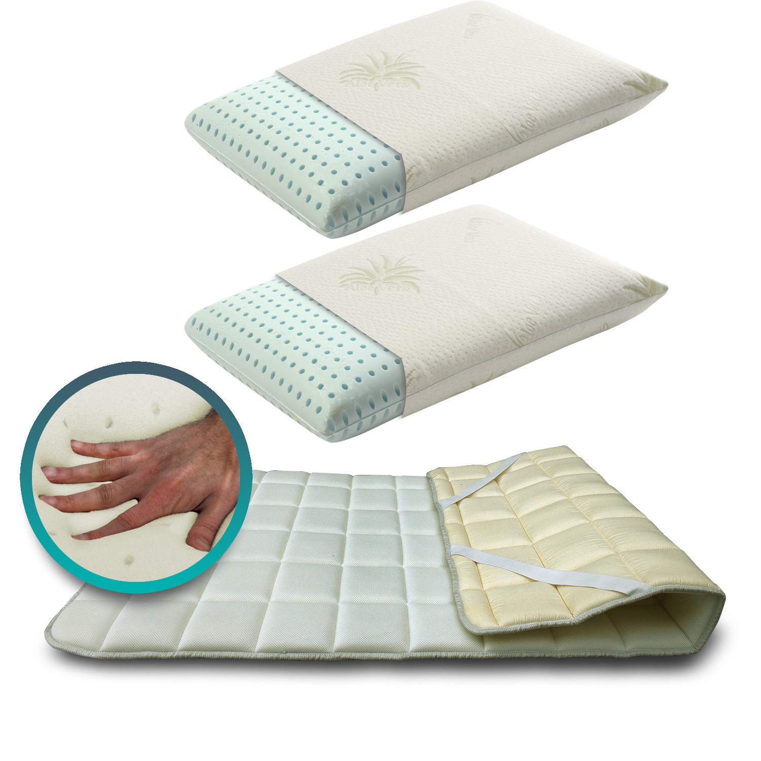 SH3 TOPPER H4 cm in Visco Memory foam CORRETTORE per MATERASSO o Sovramaterasso matrimoniale 160x190 + 2 Cuscini Omaggio Prezzi offerta