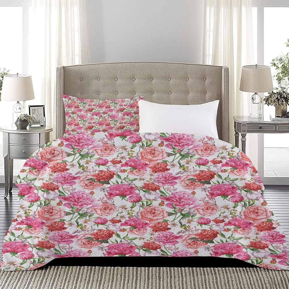 Bedspreads Coverlet Peonies and Roses Green Leaves Exotic