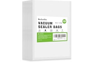 NexLevVac Vacuum Sealer Bags 200 Quart 8x12 Inch, Seal a Meal Bags, BPA Free, Puncture Prevention, Commercial Grade Precut Seal Bags, Food Vacuum Bags for Storage or Sous Vide