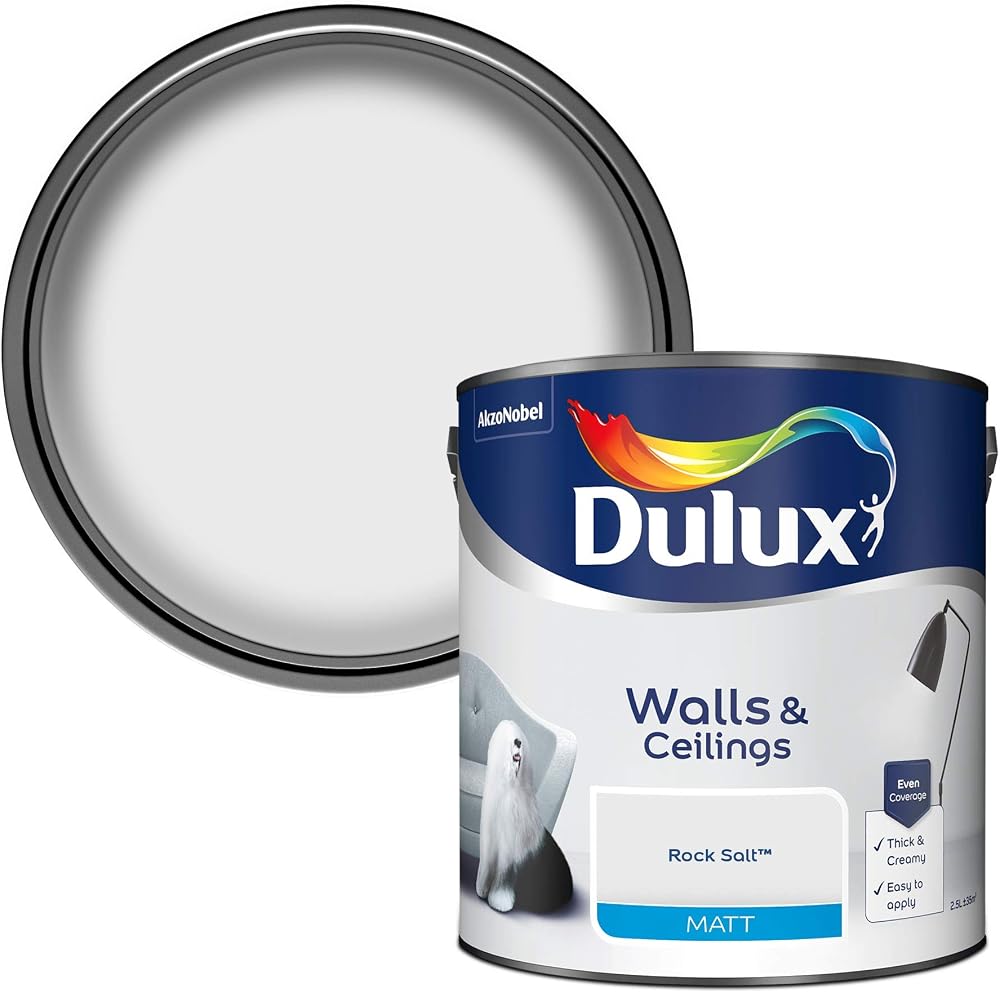 Dulux Matt Emulsion Paint Walls Ceilings Rock Salt 2.5L
