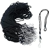 KAKAMINA 120 Pack Badge Lanyards, for ID Badges, Black Lanyard Badge Holder Office Business Card Lanyards Key Lanyards Students ID Card with 18" Inch and J Hook(Black)