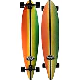 Paradise Longboard Pintail Complete Cruiser Skateboard, Rasta Stain, 10" x 46"