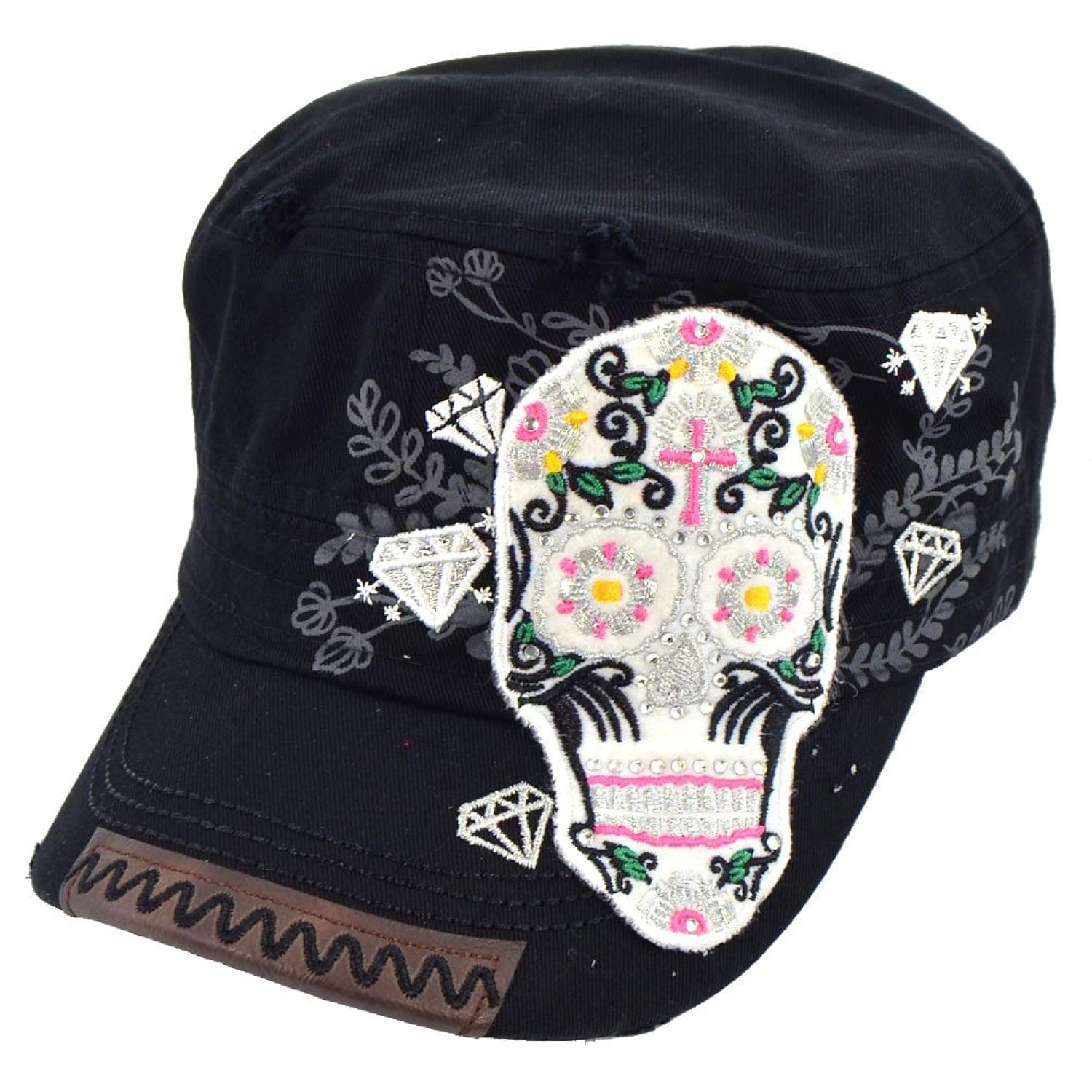 Sugar Skull With Rhinestone Cadet Cap My Sugar Skulls