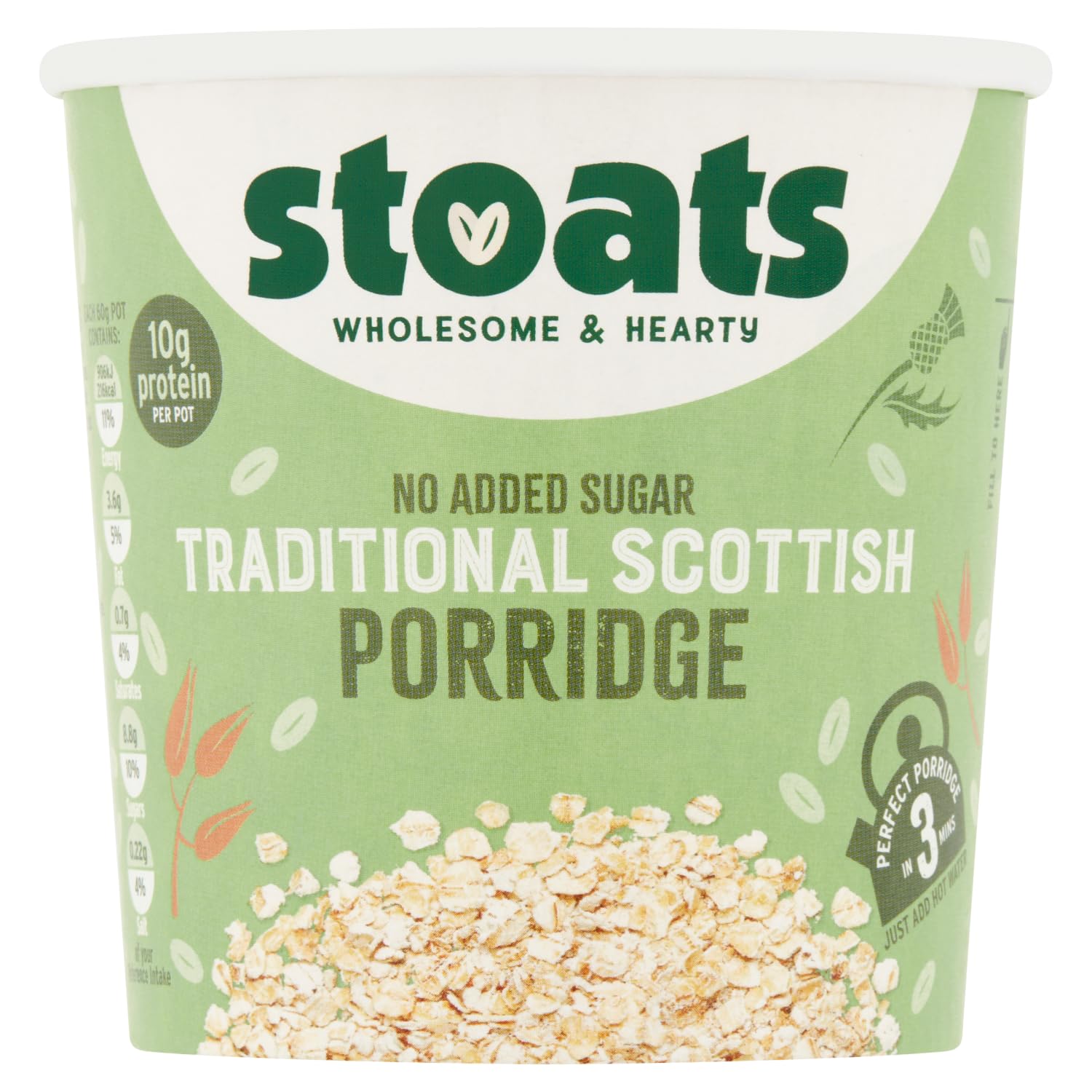 Stoats Classic Scottish Porridge Quick Pot – Made with Scottish Oats, Convenient Single-Serve 60g Pot, Great for Breakfast at Home or On-the-Go (Pack of 16)