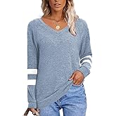 Womens Tops Fall Fashion Sweatshirt for Women Sweaters V Neck Long Sleeve Shirts Trendy Clothes