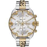 Diesel Spiked Men's Watch, Chronograph Watch with Stainless Steel Bracelet or Genuine Leather Band