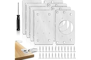 Cabinet Hinge Repair Plate, 8 Pcs Stainless Steel Hinge Repair Brackets, Hinge Fixing Plate for Kitchen Cabinets, Wardrobes, 