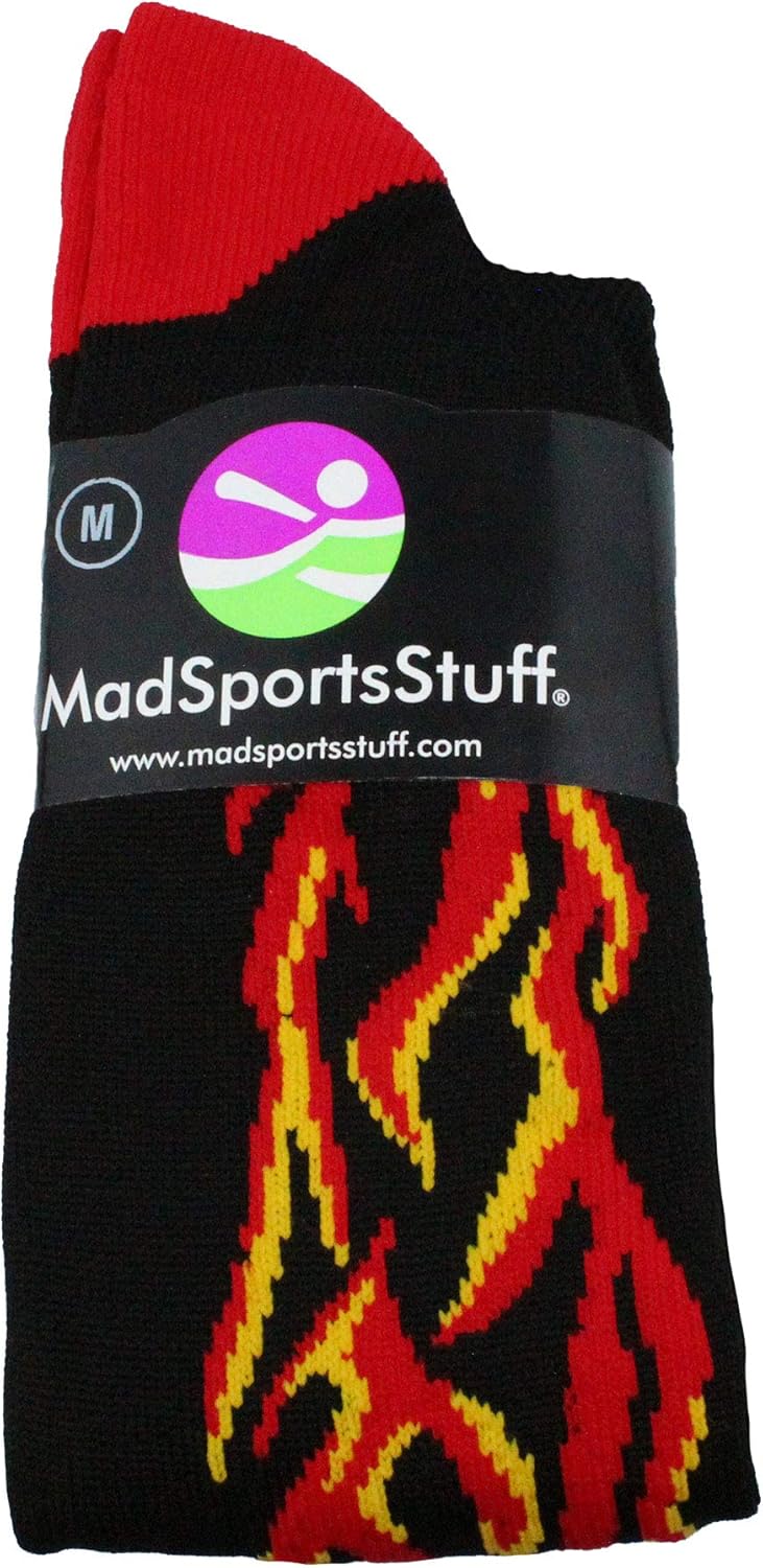 MadSportsStuff Flame Soccer Style Over The Calf Athletic Socks (Multiple Colors) : Clothing