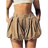 SOLY HUX Women's Y2k Bubble Shorts High Waisted Puffy Balloon Summer Mini Shorts with Pockets